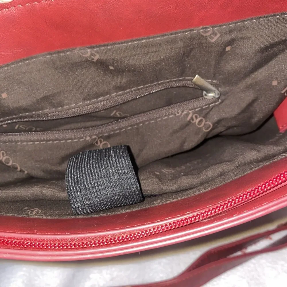 Ecosusi Vegan Leather red purse Briefcase Padded Laptop Messenger Office bow